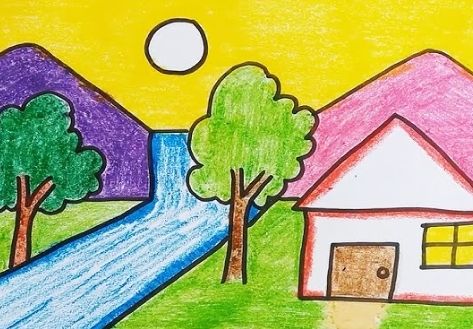 easy drawings for kids scenery